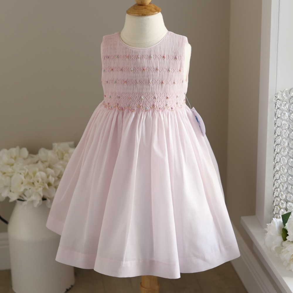 Smocked Pink Dress Size 4 Boutique Luli & Me Spring Summer Vacation Portrait NWT